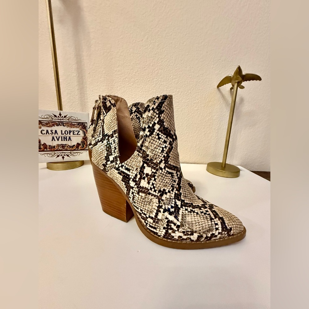 ABOUND Kayla Snake Embossed Block Heel Booties Western Chic Comfort